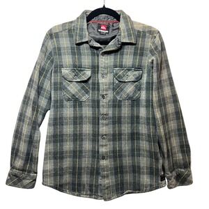 Quiksilver Flannel Shirt Jacket‎ Plaid Button Up Long Sleeve S Thick Heavyweight